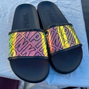 PINK Iridescent Slide Sandals